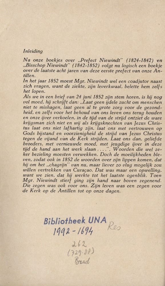Laatste jaren van Mgr. Niewindt 1852-1860 - 