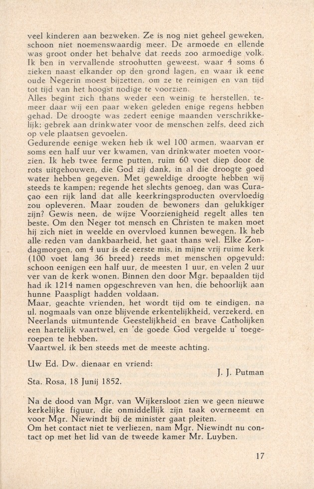 Laatste jaren van Mgr. Niewindt 1852-1860 - 