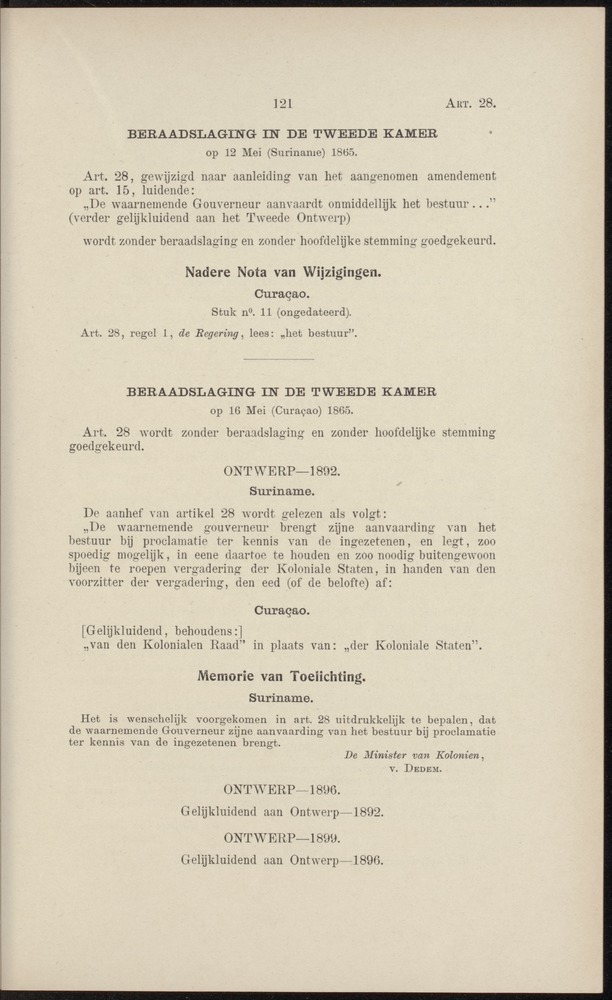 Handelingen over de reglementen op het beleid der regeering in de koloniën Suriname en Curaçao - 