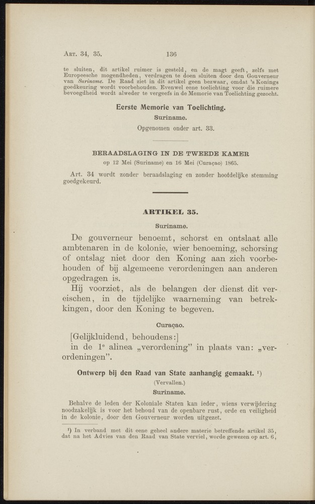 Handelingen over de reglementen op het beleid der regeering in de koloniën Suriname en Curaçao - 