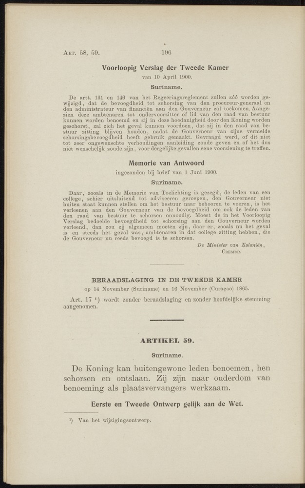 Handelingen over de reglementen op het beleid der regeering in de koloniën Suriname en Curaçao - 