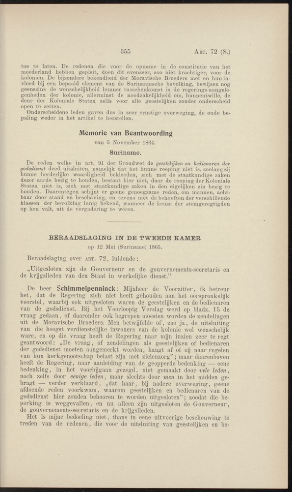 Handelingen over de reglementen op het beleid der regeering in de koloniën Suriname en Curaçao - 