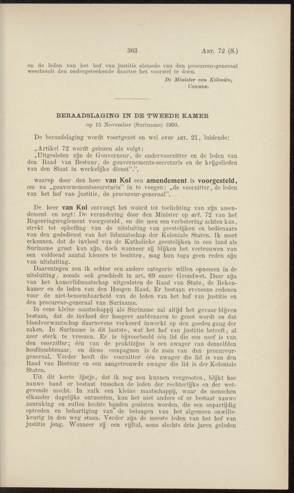 Handelingen over de reglementen op het beleid der regeering in de koloniën Suriname en Curaçao - 