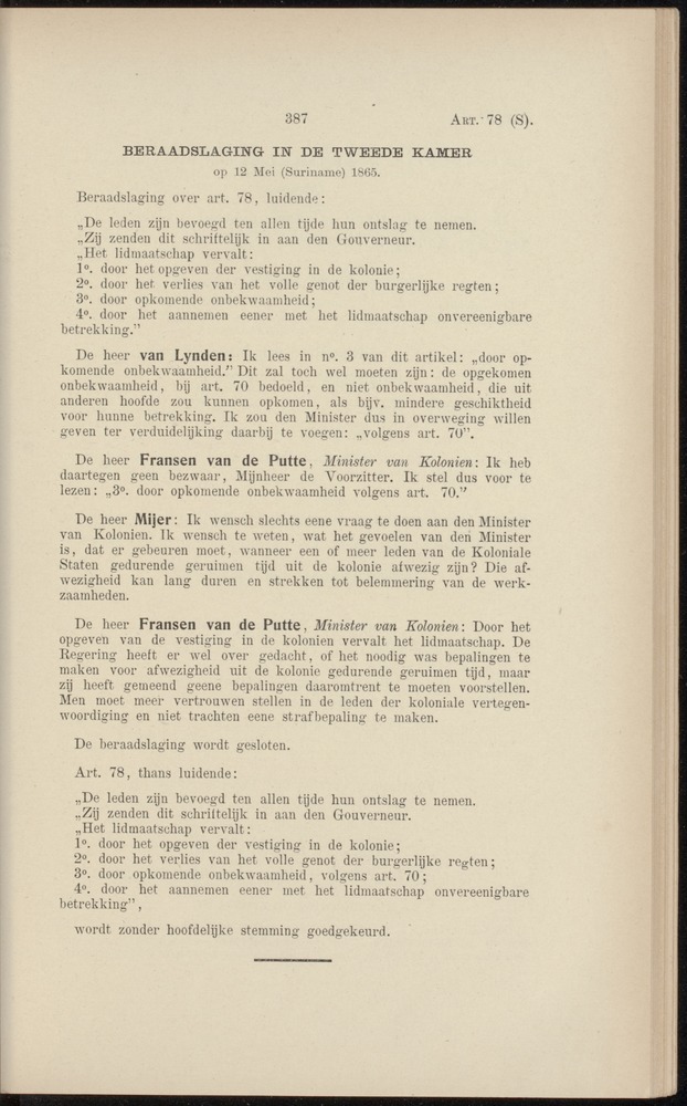 Handelingen over de reglementen op het beleid der regeering in de koloniën Suriname en Curaçao - 