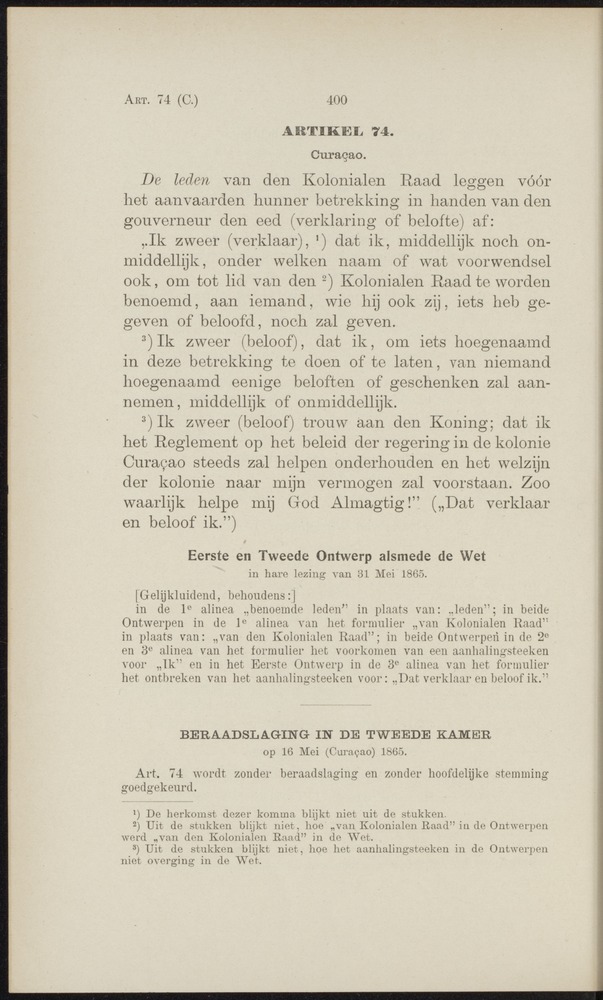 Handelingen over de reglementen op het beleid der regeering in de koloniën Suriname en Curaçao - 