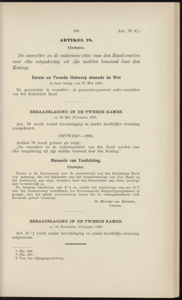 Handelingen over de reglementen op het beleid der regeering in de koloniën Suriname en Curaçao - 
