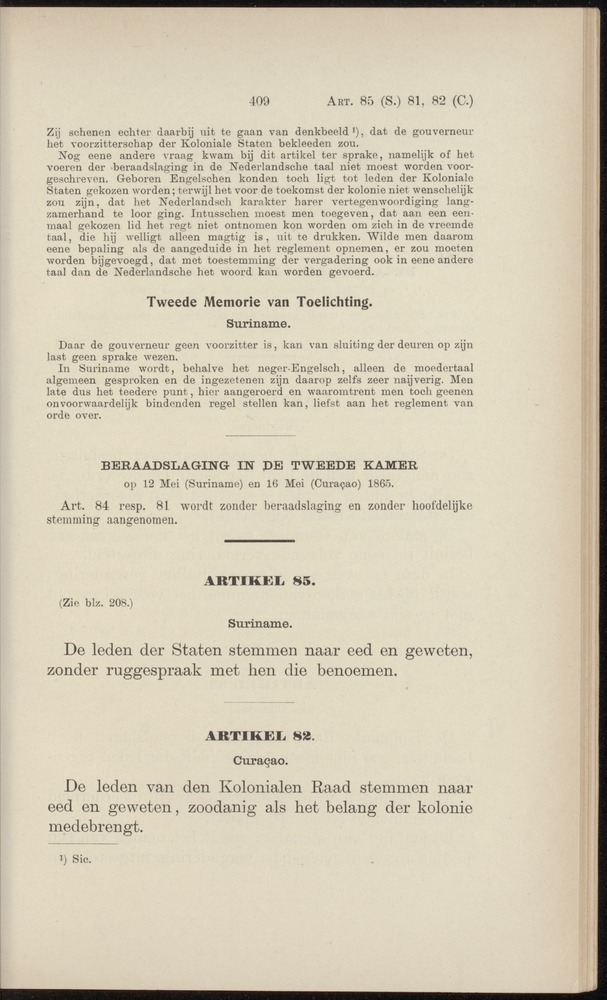 Handelingen over de reglementen op het beleid der regeering in de koloniën Suriname en Curaçao - 