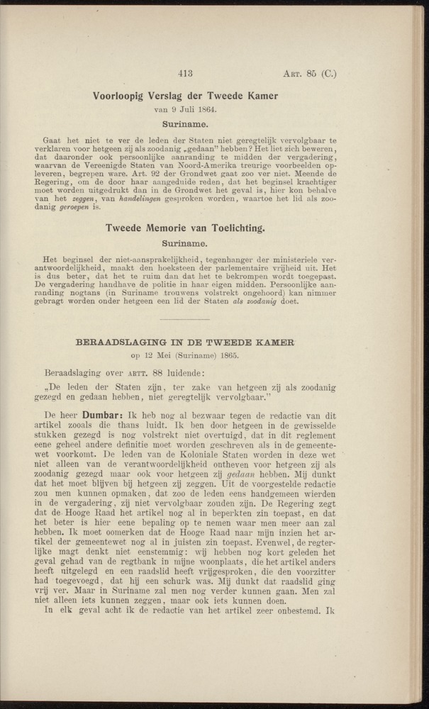 Handelingen over de reglementen op het beleid der regeering in de koloniën Suriname en Curaçao - 
