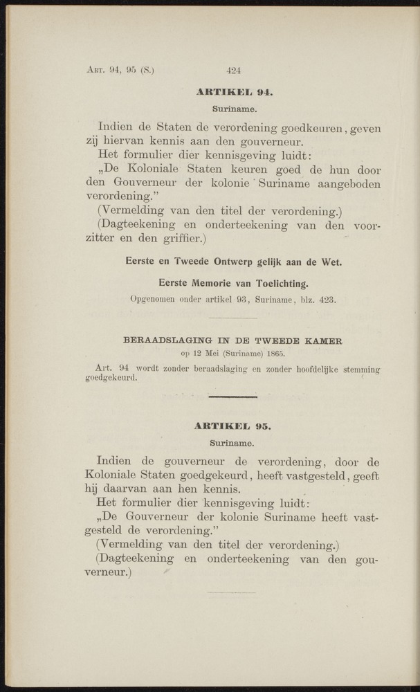 Handelingen over de reglementen op het beleid der regeering in de koloniën Suriname en Curaçao - 