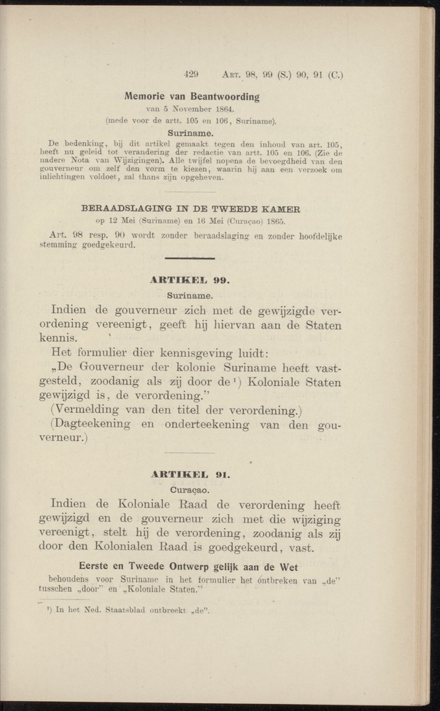 Handelingen over de reglementen op het beleid der regeering in de koloniën Suriname en Curaçao - 