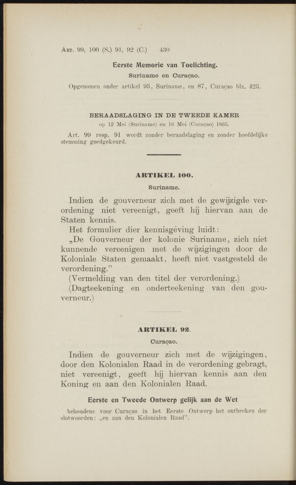 Handelingen over de reglementen op het beleid der regeering in de koloniën Suriname en Curaçao - 
