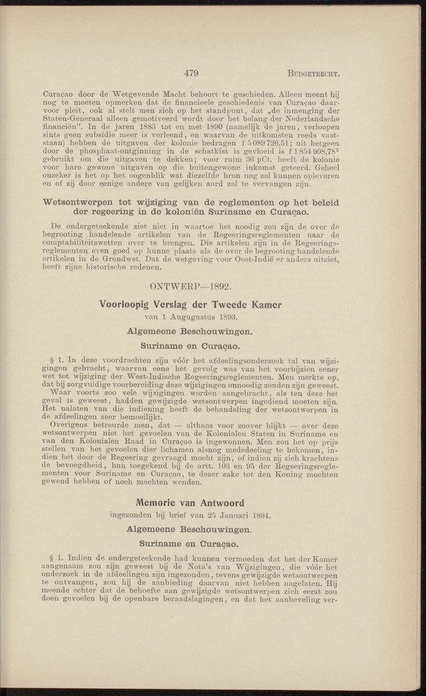 Handelingen over de reglementen op het beleid der regeering in de koloniën Suriname en Curaçao - 