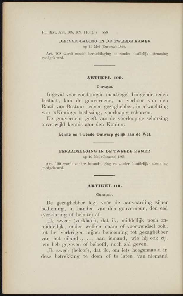 Handelingen over de reglementen op het beleid der regeering in de koloniën Suriname en Curaçao - 