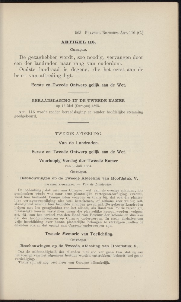 Handelingen over de reglementen op het beleid der regeering in de koloniën Suriname en Curaçao - 