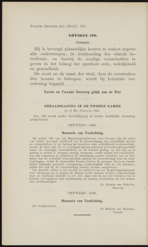 Handelingen over de reglementen op het beleid der regeering in de koloniën Suriname en Curaçao - 