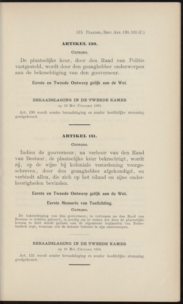Handelingen over de reglementen op het beleid der regeering in de koloniën Suriname en Curaçao - 