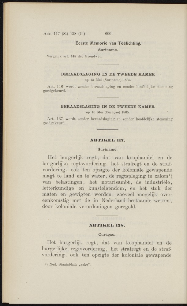 Handelingen over de reglementen op het beleid der regeering in de koloniën Suriname en Curaçao - 