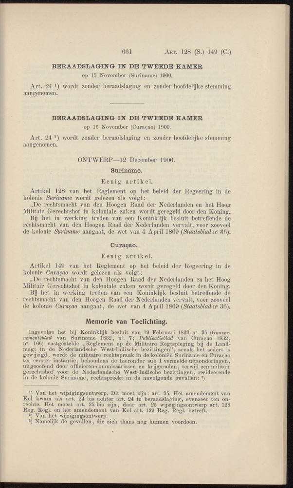 Handelingen over de reglementen op het beleid der regeering in de koloniën Suriname en Curaçao - 
