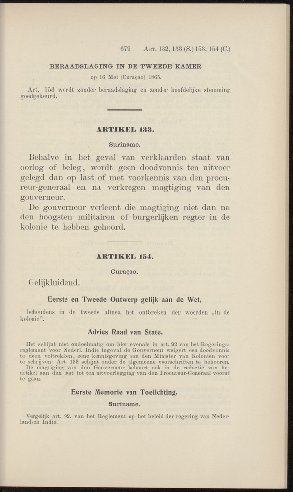 Handelingen over de reglementen op het beleid der regeering in de koloniën Suriname en Curaçao - 