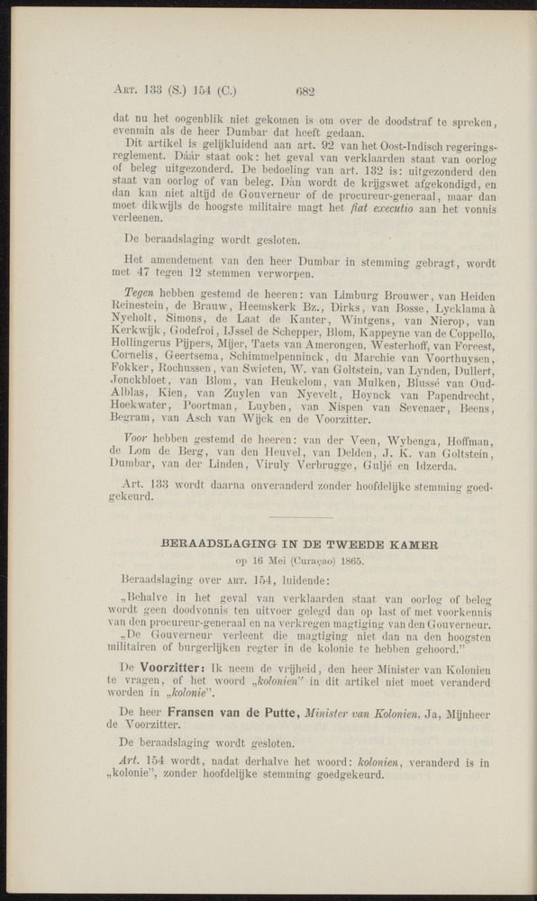 Handelingen over de reglementen op het beleid der regeering in de koloniën Suriname en Curaçao - 