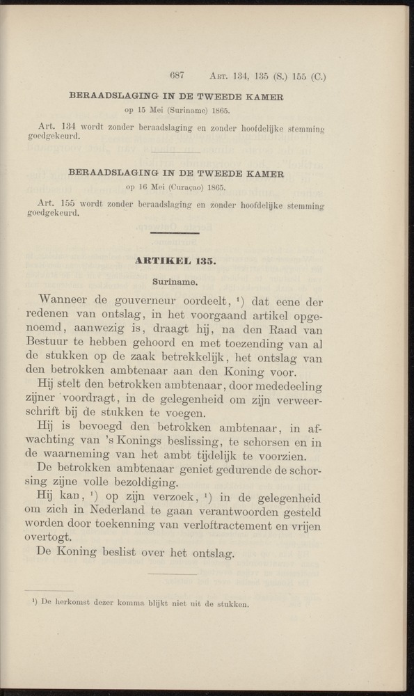 Handelingen over de reglementen op het beleid der regeering in de koloniën Suriname en Curaçao - 