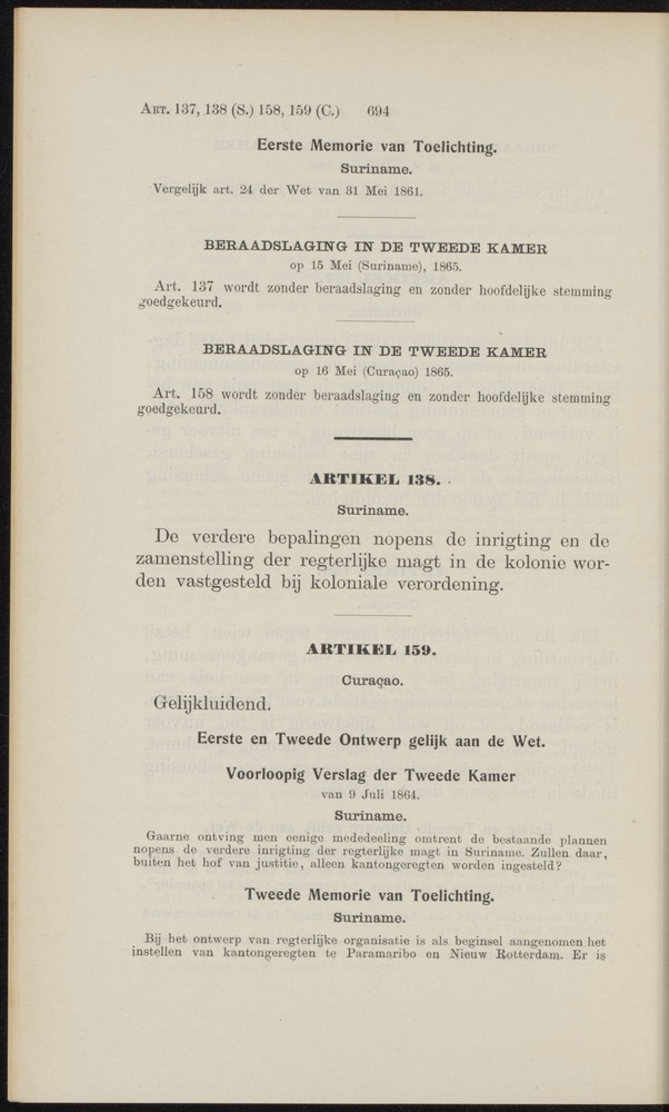 Handelingen over de reglementen op het beleid der regeering in de koloniën Suriname en Curaçao - 