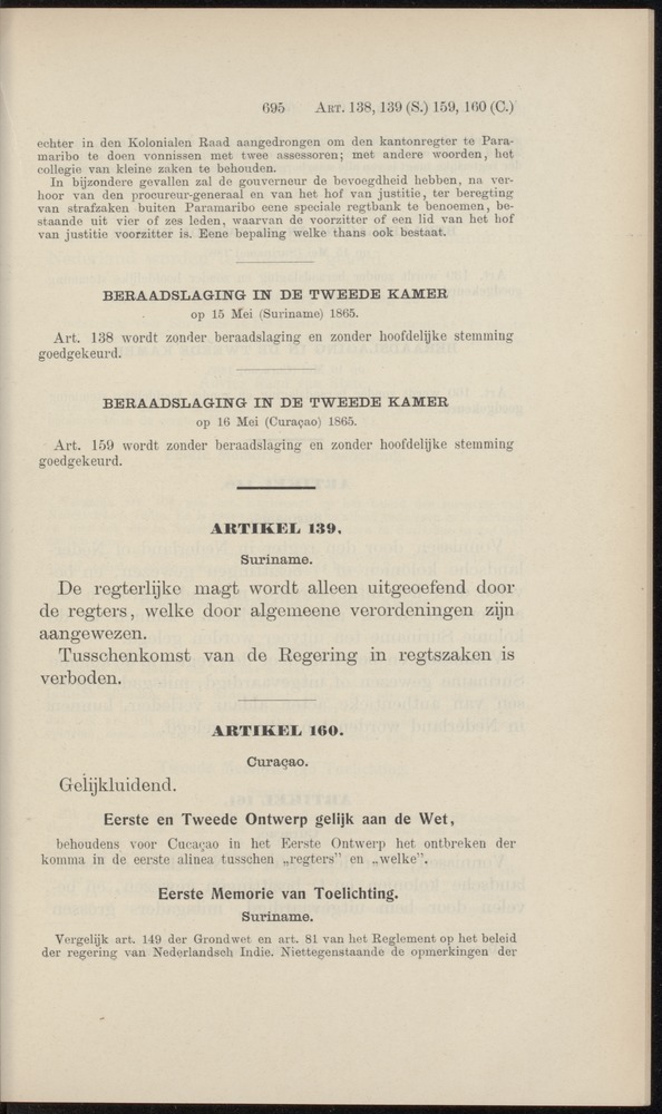 Handelingen over de reglementen op het beleid der regeering in de koloniën Suriname en Curaçao - 