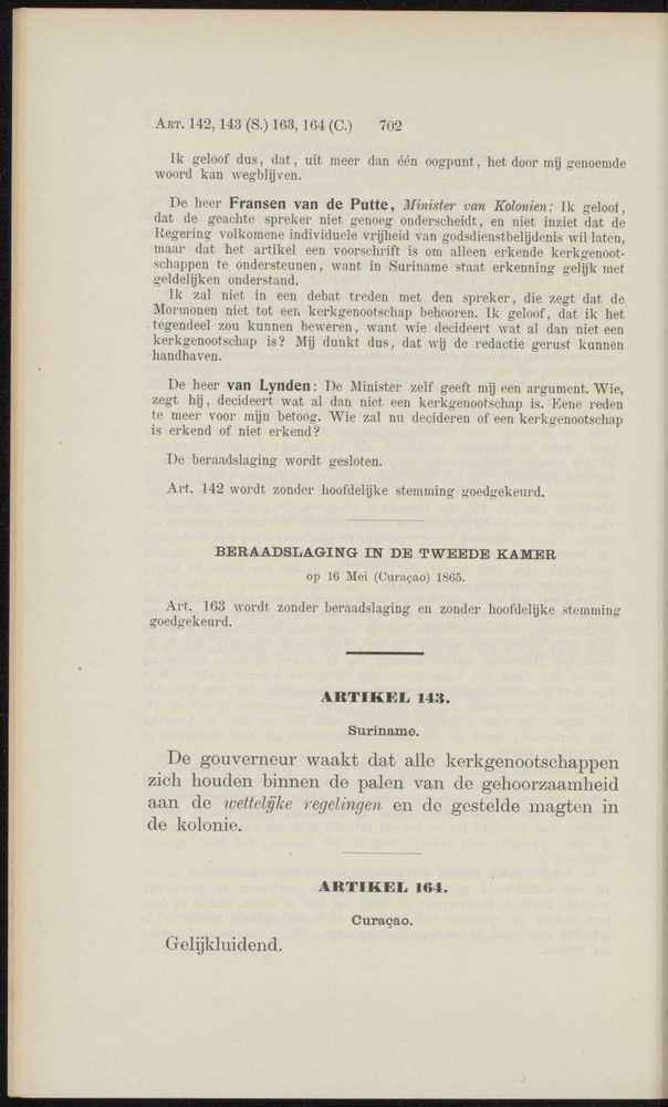 Handelingen over de reglementen op het beleid der regeering in de koloniën Suriname en Curaçao - 