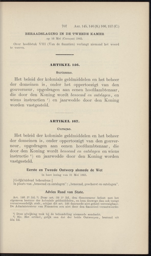 Handelingen over de reglementen op het beleid der regeering in de koloniën Suriname en Curaçao - 