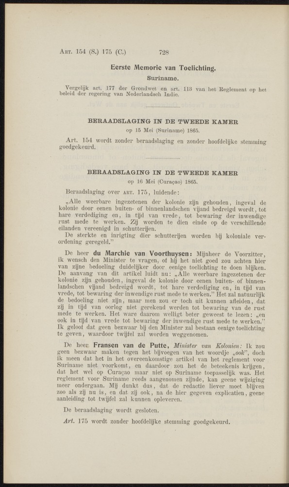 Handelingen over de reglementen op het beleid der regeering in de koloniën Suriname en Curaçao - 