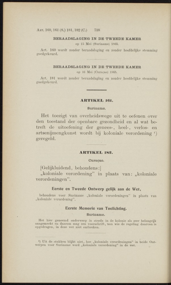 Handelingen over de reglementen op het beleid der regeering in de koloniën Suriname en Curaçao - 