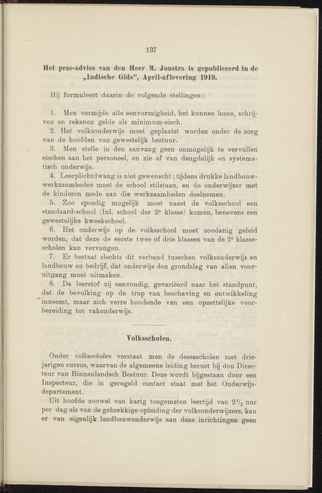 Prae-adviezen van het tweede koloniaal onderwijscongres, te houden te 's-Gravenhage op Woensdag 22, Donderdag 23 en Vrijdag 24 October 1919 .. - 