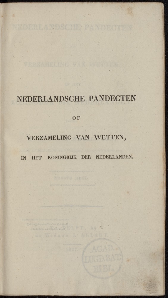 Nederlandsche pandecten, of Verzameling van wetten in het Koningrijk der Nederlanden / door W.Y. van Hamelsveld - 