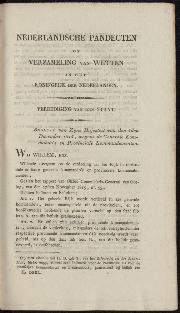 Nederlandsche pandecten, of Verzameling van wetten in het Koningrijk der Nederlanden / door W.Y. van Hamelsveld - 