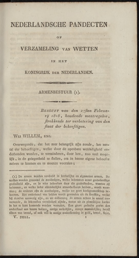 Nederlandsche pandecten, of Verzameling van wetten in het Koningrijk der Nederlanden / door W.Y. van Hamelsveld - 