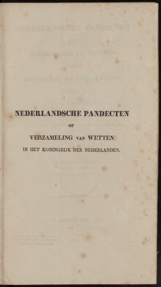 Nederlandsche pandecten, of Verzameling van wetten in het Koningrijk der Nederlanden / door W.Y. van Hamelsveld - 