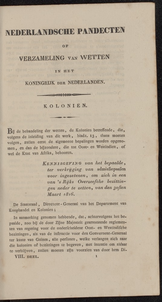 Nederlandsche pandecten, of Verzameling van wetten in het Koningrijk der Nederlanden / door W.Y. van Hamelsveld - 