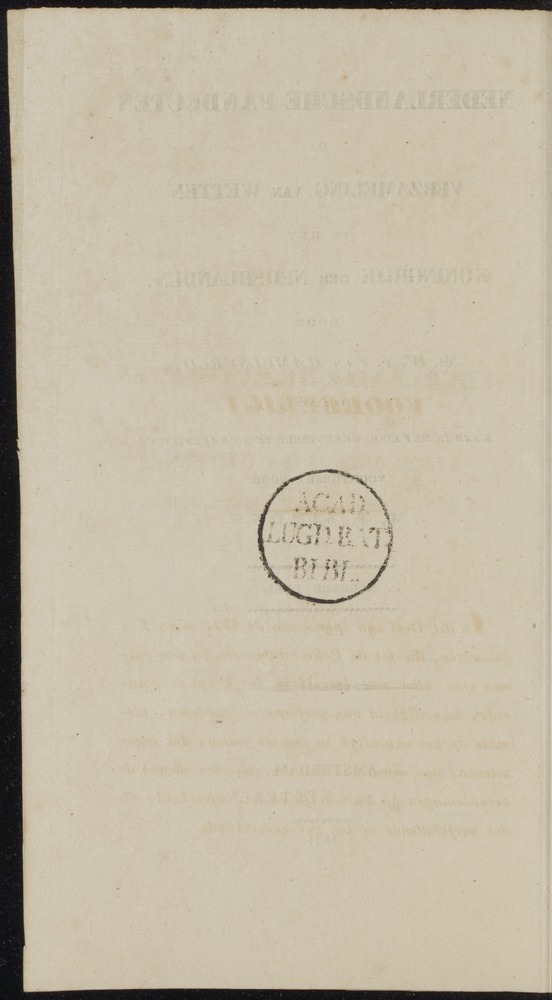 Nederlandsche pandecten, of Verzameling van wetten in het Koningrijk der Nederlanden / door W.Y. van Hamelsveld - 