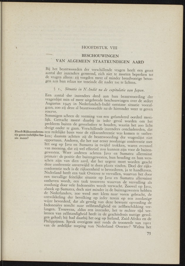 Verslag van de commissie van onderzoek naar de opvattingen in Nederland omtrent de plaats van de overzeesche gebiedsdeelen in het koninkrijk : ingesteld bij ministerieel besluit van 30 augustus 1945 / [voorzitter: W.H. van Helsdingen] - 