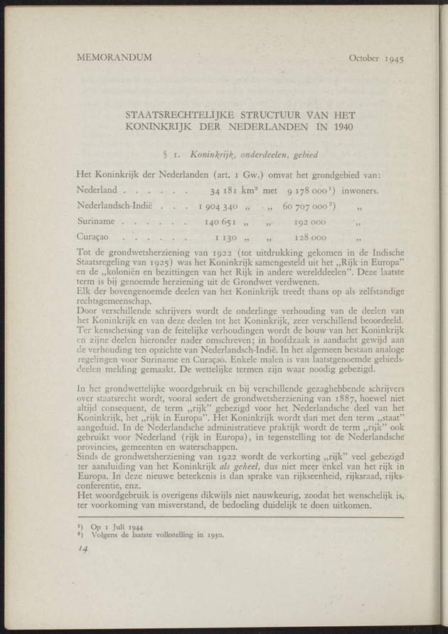 Verslag van de commissie van onderzoek naar de opvattingen in Nederland omtrent de plaats van de overzeesche gebiedsdeelen in het koninkrijk : ingesteld bij ministerieel besluit van 30 augustus 1945 / [voorzitter: W.H. van Helsdingen] - 