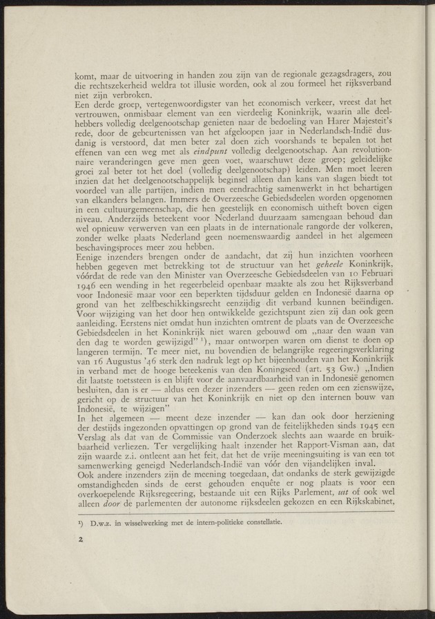 Bijlage bij het verslag van de commissie van onderzoek naar de opvattingen in Nederland omtrent de plaats van de overzeesche gebiedsdeelen in het koninkrijk : ingesteld bij ministerieel besluit van 30 augustus 1945 / [voorzitter: W.H. van Helsdingen] - 