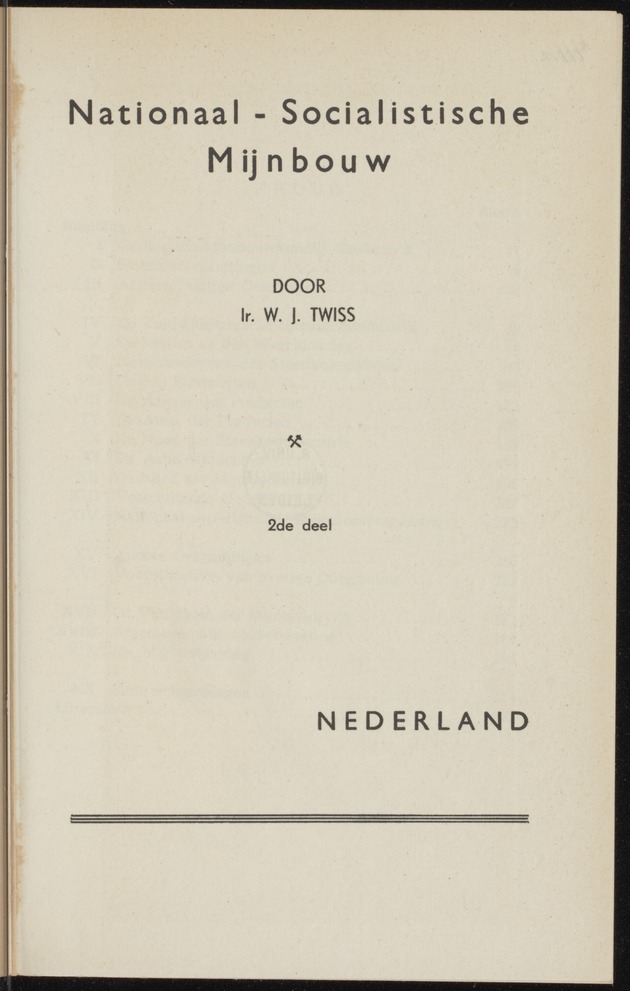Nationaal-socialistische mijnbouw / door W.J. Twiss - 