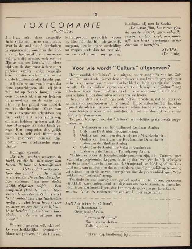 Cultura : maandblad van het Cultureel Centrum Aruba - 