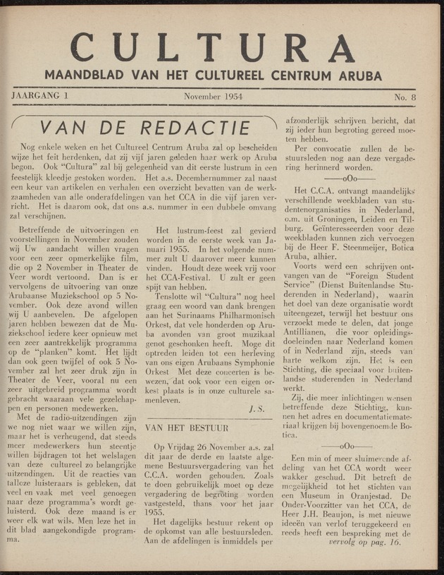 Cultura : maandblad van het Cultureel Centrum Aruba - 