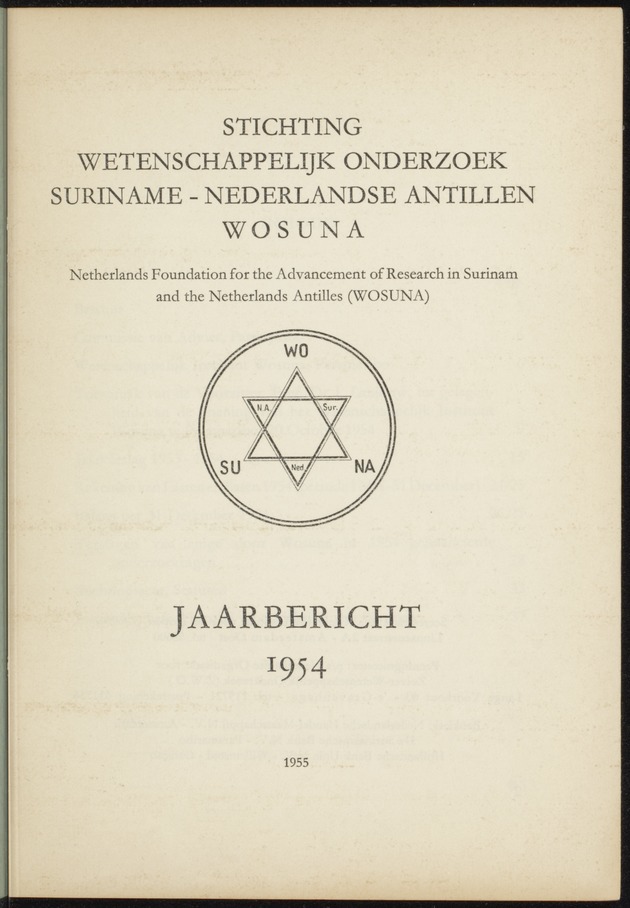 Jaarbericht ... / Stichting Wetenschappelijk Onderzoek Suriname-Nederlandse Antillen (WOSUNA) - 