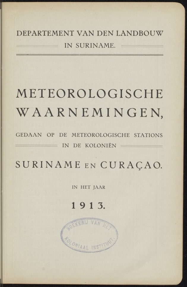 Overzicht der meteorologische waarnemingen verricht op de meteorologische stations in Nederlandsch West-Indië = Summary of the meteorological observations made at the meteorological stations in the Netherlands West Indies / Royal Dutch Meteorological Institute - 