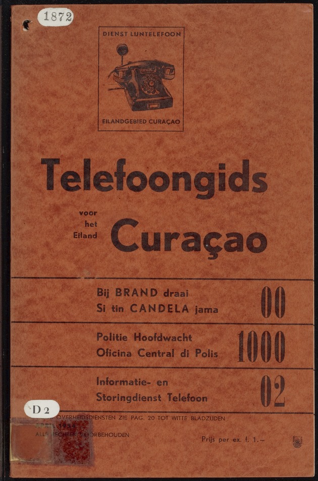 Telefoongids voor het eiland Curaçao / Lands-radio- en telefoondienst - 