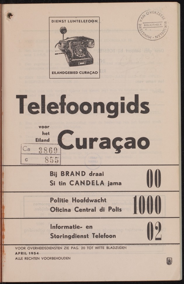 Telefoongids voor het eiland Curaçao / Lands-radio- en telefoondienst - 