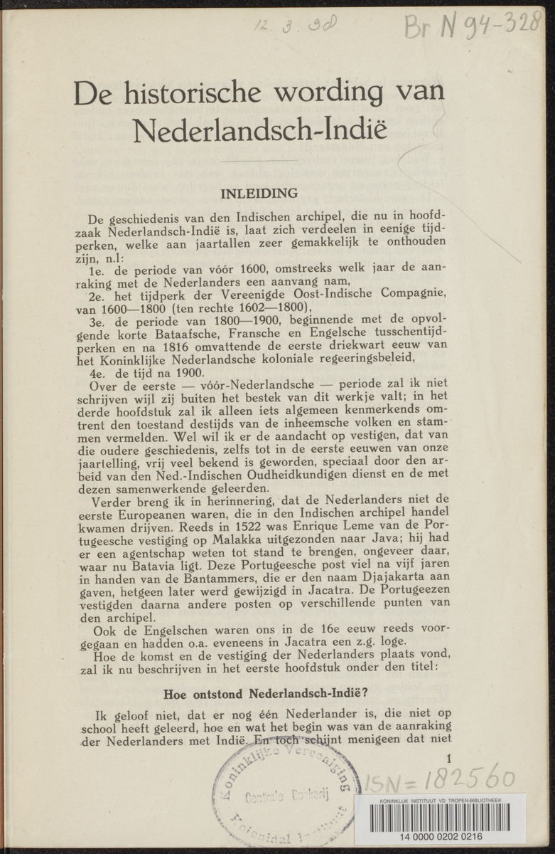 Een en ander omtrent de historische wording van de Overzeesche deelen van het Koninkrijk der Nederlanden - 