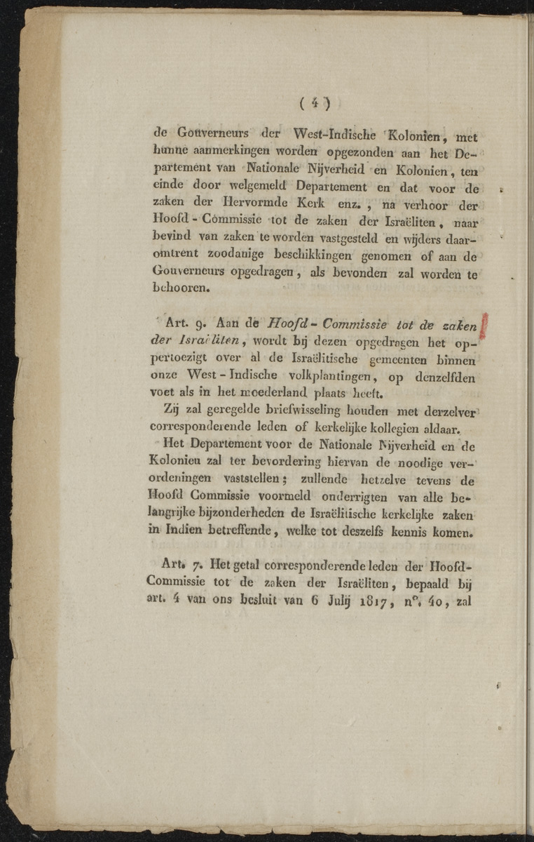 Besluit, houdende organisatie van het Israelisch kerkbestuur in de West-Indische volksplantingen - 